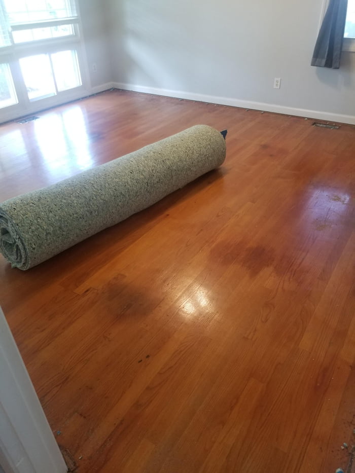 Pulled up the old carpet to put down new carpet (which was already paid