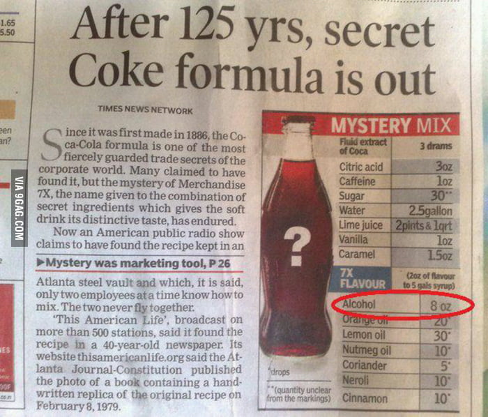 Someone Found The Coca Cola Secret Recipe Hidden In An Old Newspaper 9gag