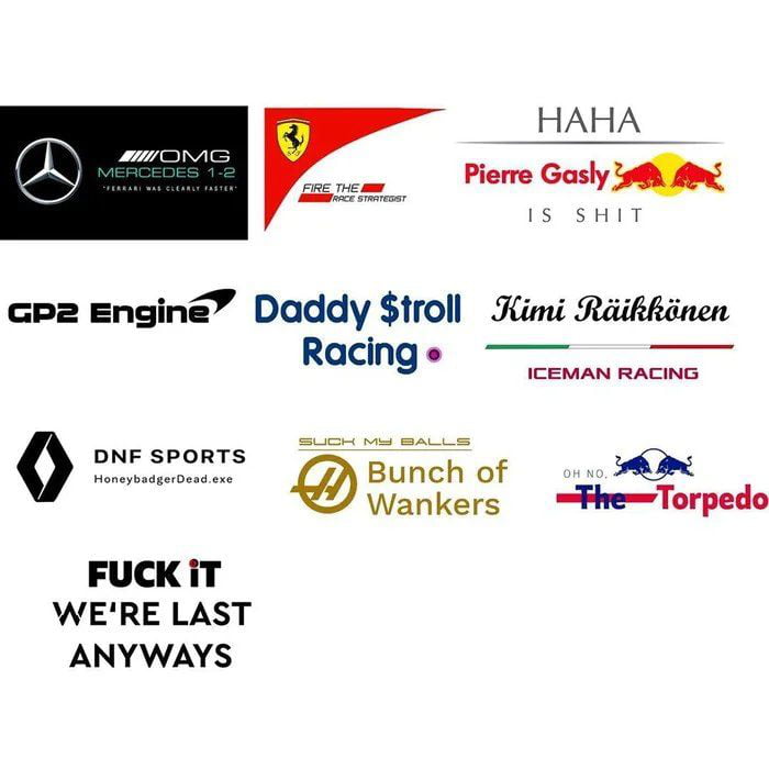 F1 Teams Alternative Names And Tags Hahahahaha 9GAG