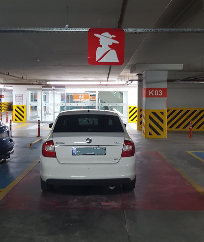 Design of wider parking slots for women near disabled parking.. 9GAG