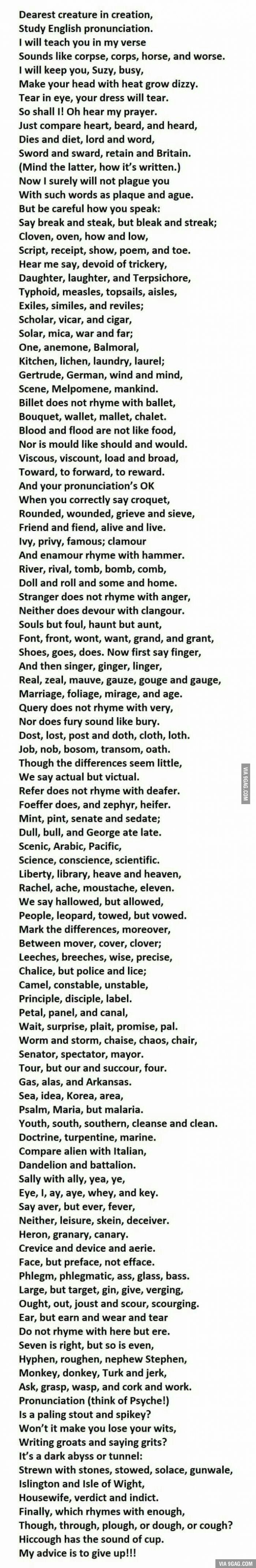 Try reading this out loud without making mistakes in pronunciation. - 9GAG
