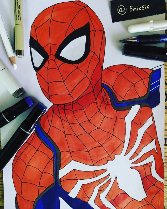 A Spider-Man sketch from the Spider-Man PS4 game! Please do comment on how  to looks! - 9GAG