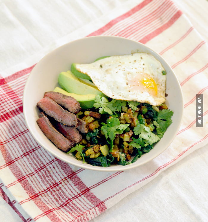 Had leftover flat iron steak from dinner, so I made Steak and Eggs for