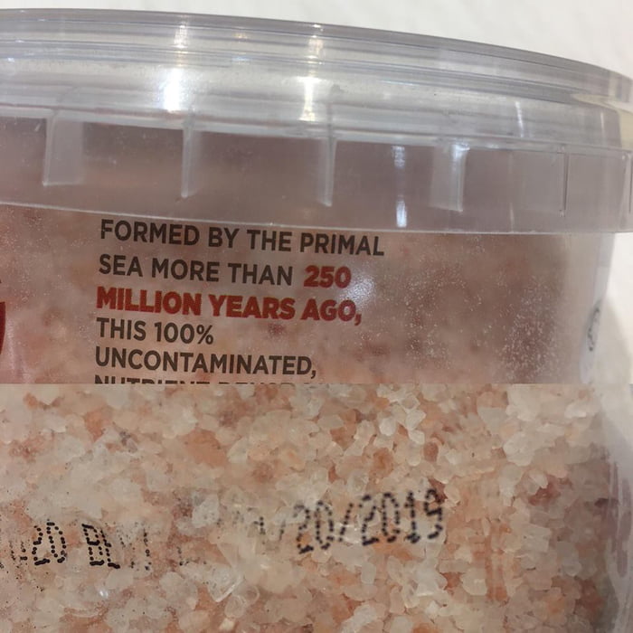This 250 million year old salt expires next year. 9GAG