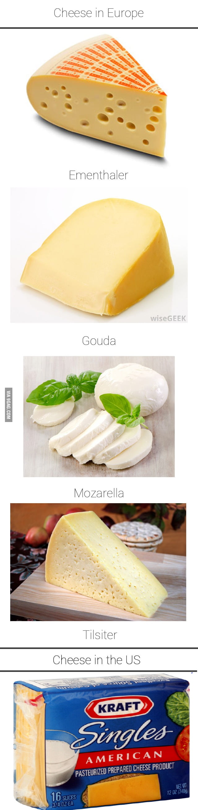 Cheese in Europe vs "Cheese" in the US 9GAG