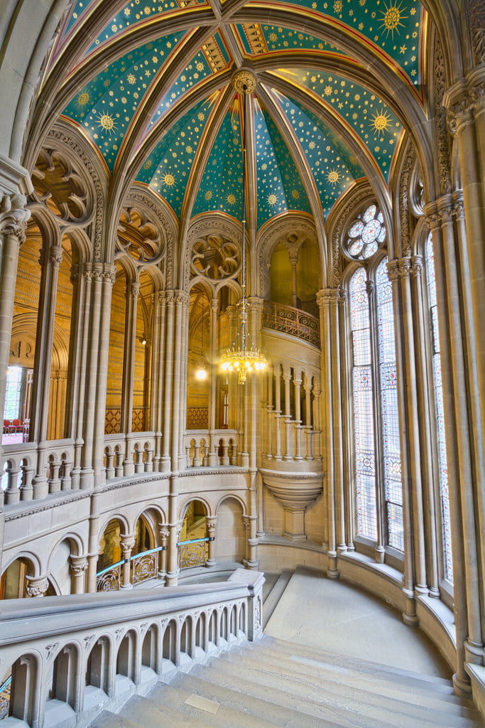 The beautiful staircase inside Manchester Town Hall, England - 9GAG