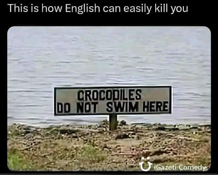 It is not swim. Crocodiles do not swim here. crocodiles do not swim here meme.