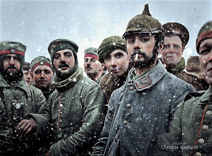 Soldiers of the 5th London Rifle Brigade with German Saxon regimental ...