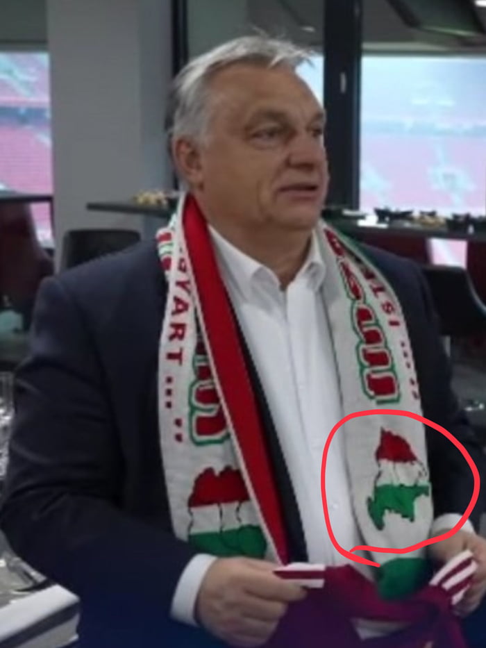 Ysterday ungarian PM Viktor Orbán posing in a scarf showing parts of