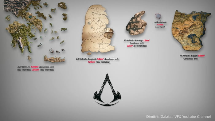 Assassin's creed Valhalla Map SIZE comparison 