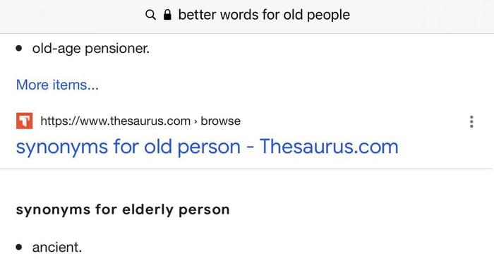 Googled Synonyms For Old People 9GAG