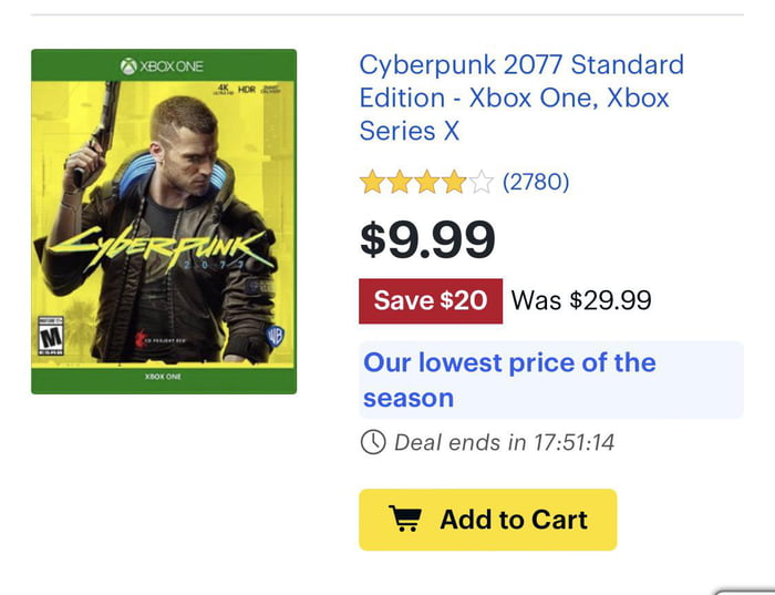 Cyberpunk 2077 on sale for $9.99 at Best Buy for Xbox Series X - 9GAG