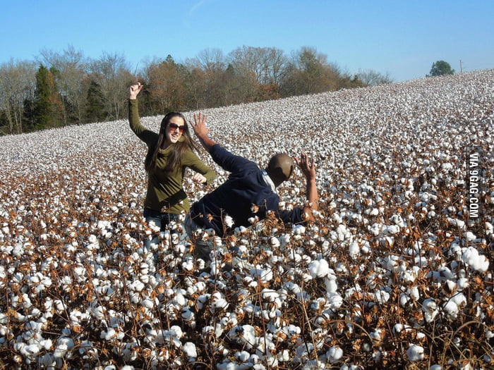 Kenyan guy sees a cotton field for the first time. Insists his wife to