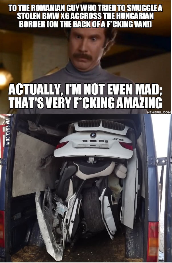 Smuggling A Dismantled Bmw X6 In The Back Of A Van Is Actually Quite Impressive 9gag