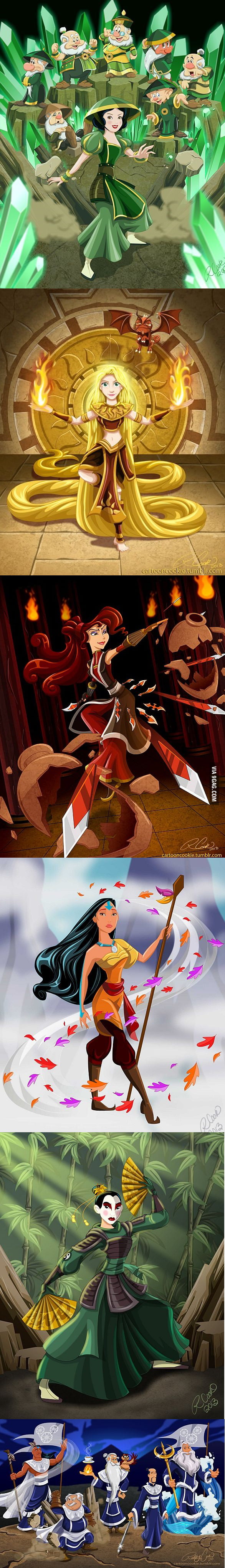 Disney character as characters from avatar : the last airbender - 9GAG