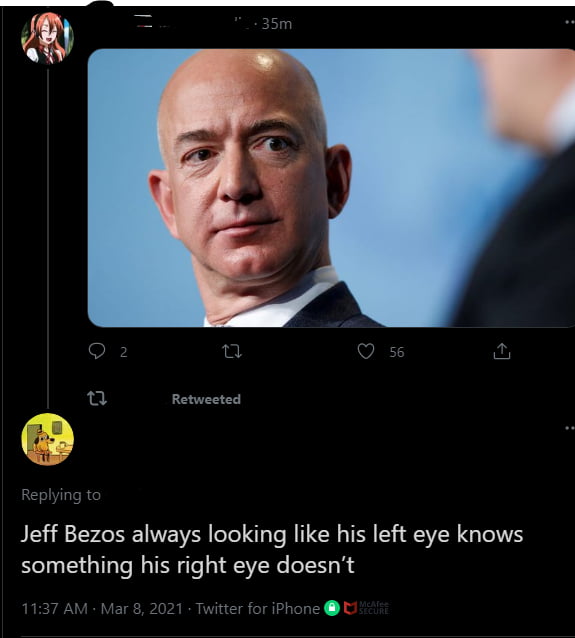 Jeff Bezos eyes are hurt 9GAG