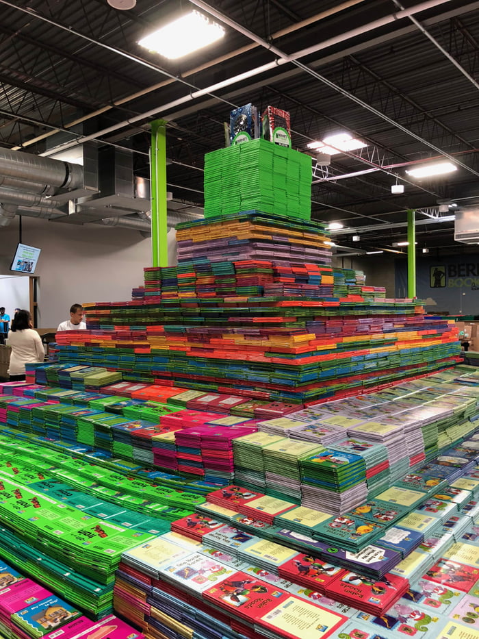 The largest book pyramid consisted of 144,000 books before they were donated to children in