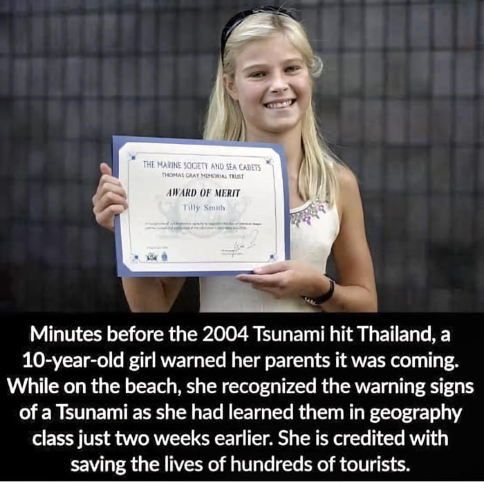 Schoolgirl Tilly Smith Saved Hundreds Of Tourists Lives - 9GAG