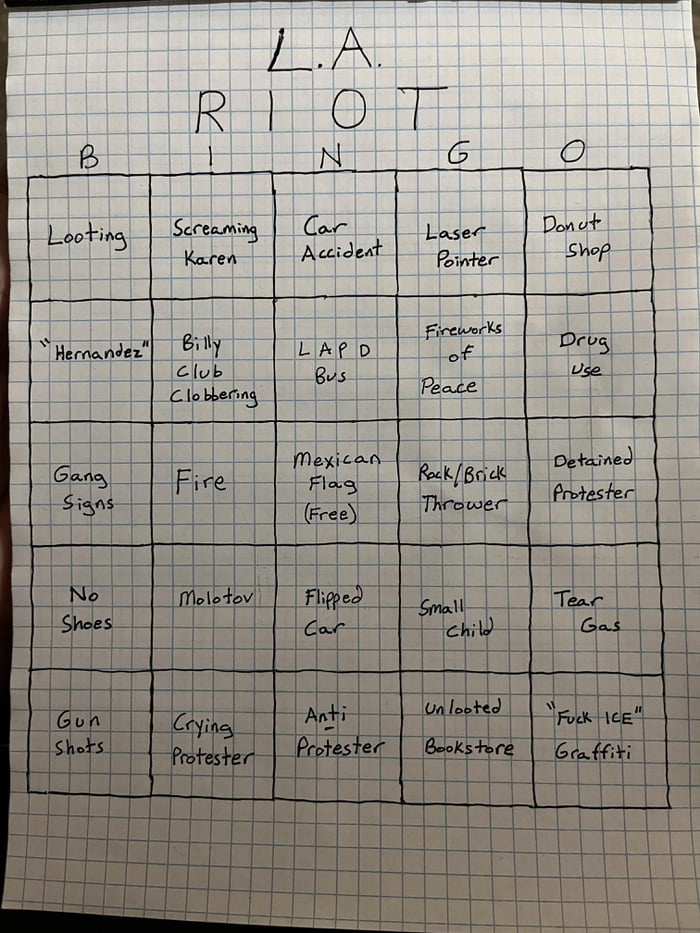 LA Riot Bingo - 9GAG