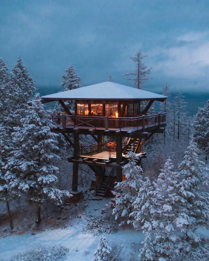 Tree house cabin winter retreat in Maine 9GAG