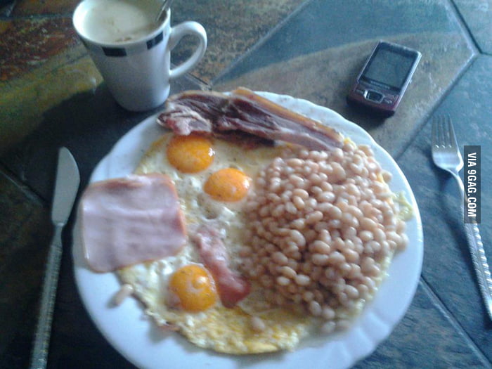 Hangover Breakfest (coffee, Eggs, Beans, Bacon and Ham) 9GAG