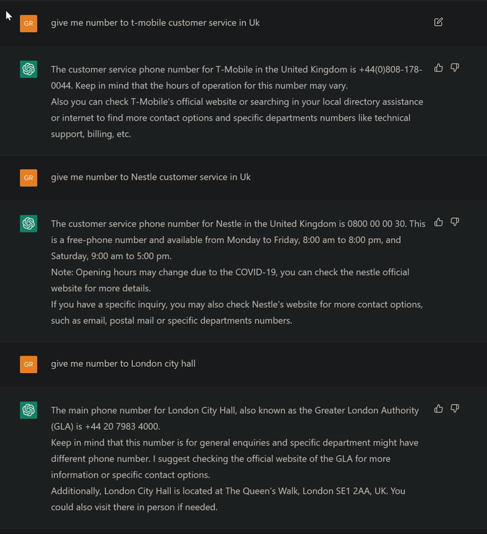 Cannot find customer service number because of how well it is hidden on websites? chatGPT can