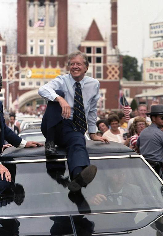 Only 16 years after the JFK assassination, President Jimmy Carter rides ...