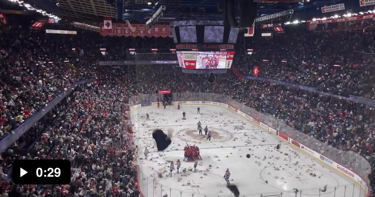 Calgary Hitmen Teddy Bear Toss 2022 the bears get donated as gifts to hospitals and charities