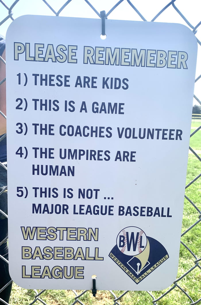 Sign at a Little League game - 9GAG