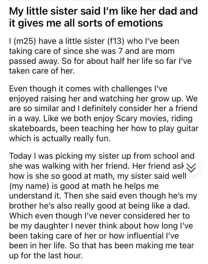 A Guys Little Sister Said Hes Like A Dad 9GAG
