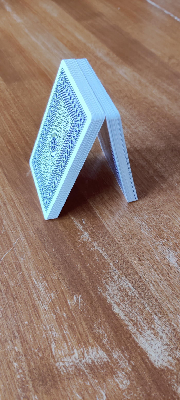 Finally managed to build a house of cards with all 52 cards! 9GAG