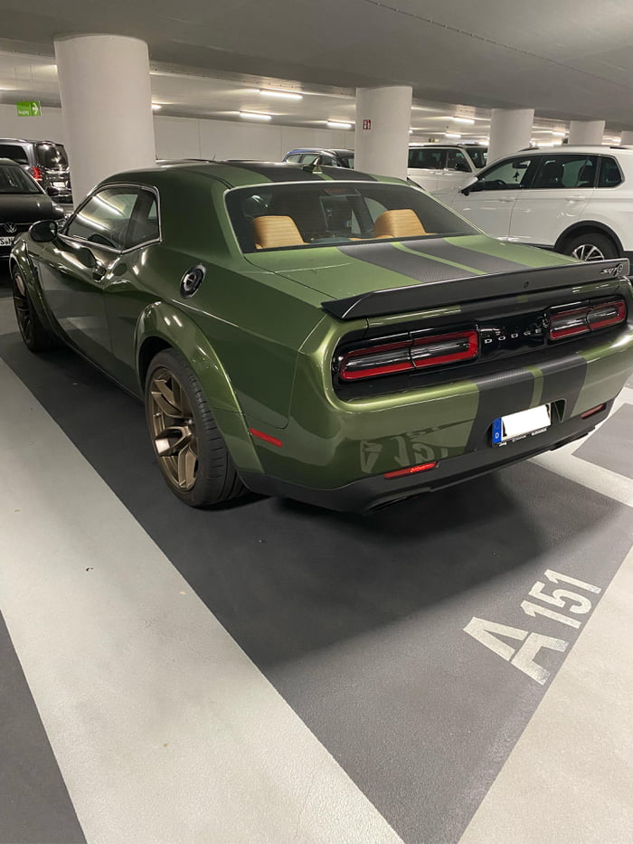 Saw this beast yesterday. F8 Green Dodge Challenger Hellcat Widebody ...