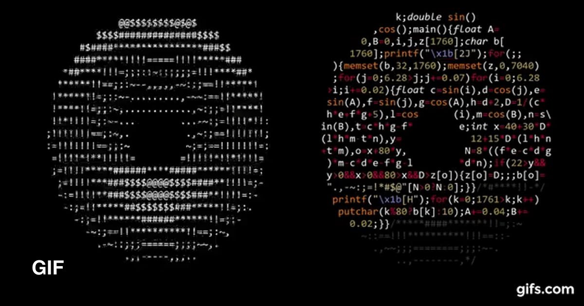 Donutshaped C code that generates a 3D spinning donut 9GAG