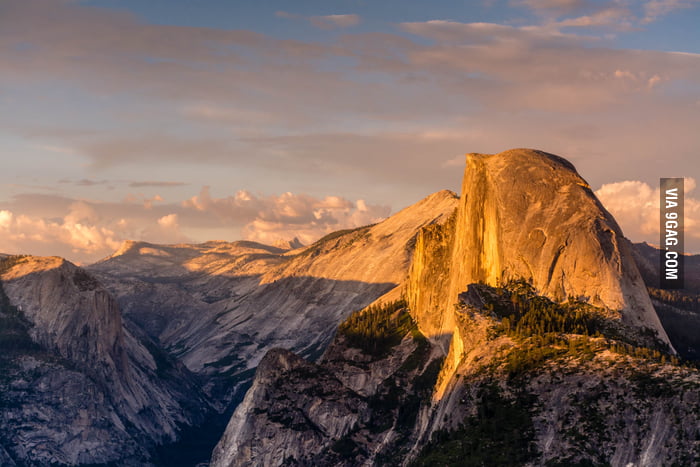 Golden sunset on Half Dome, Yosemite - 9GAG