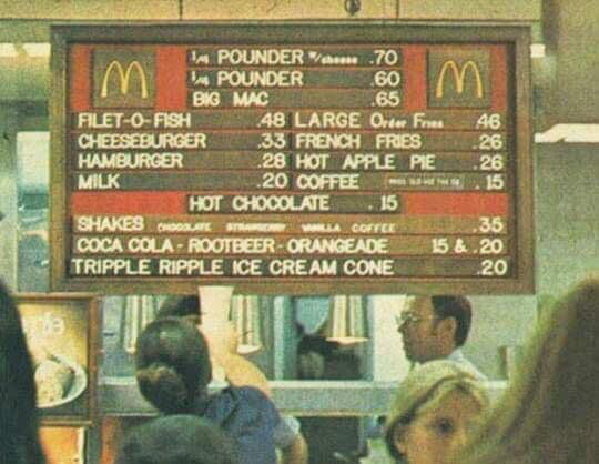 McDonald's menu, 1973 - 9GAG