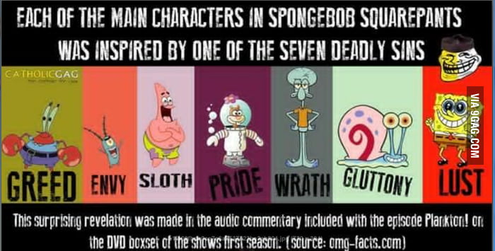 what are the 7 deadly sins in spongebob