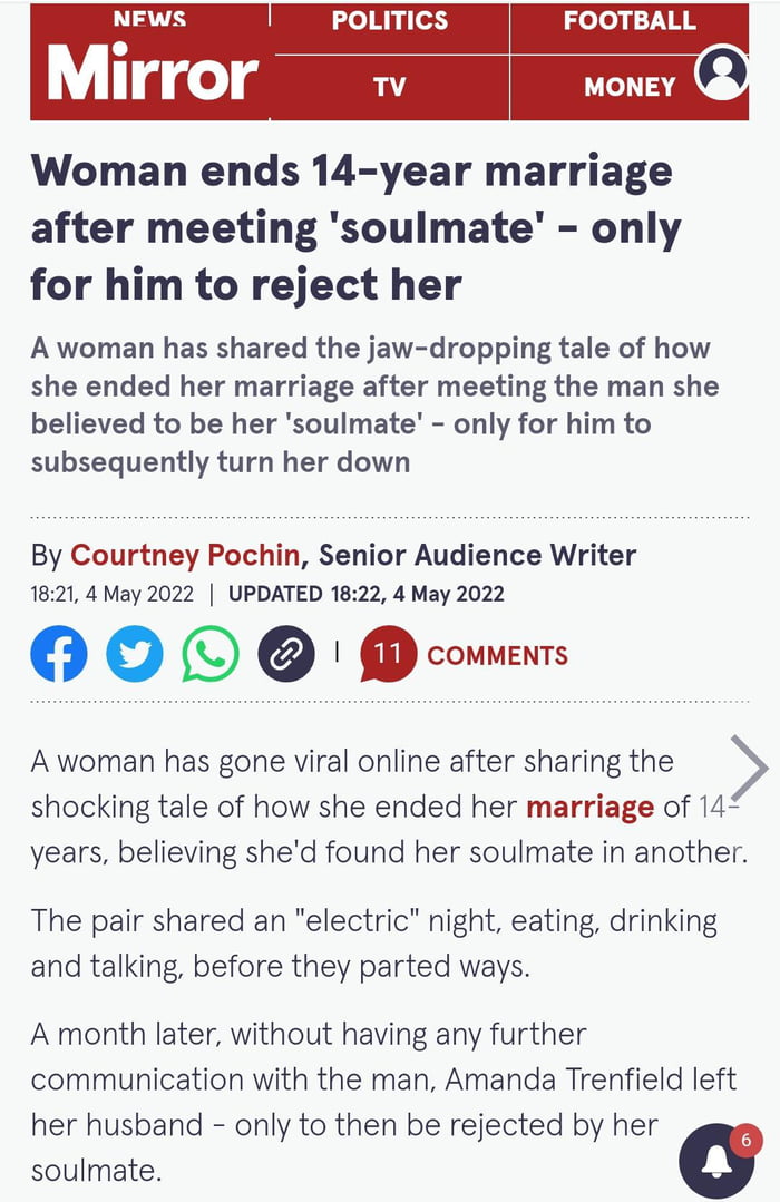 Woman leaves her husband for her soulmate. 9GAG