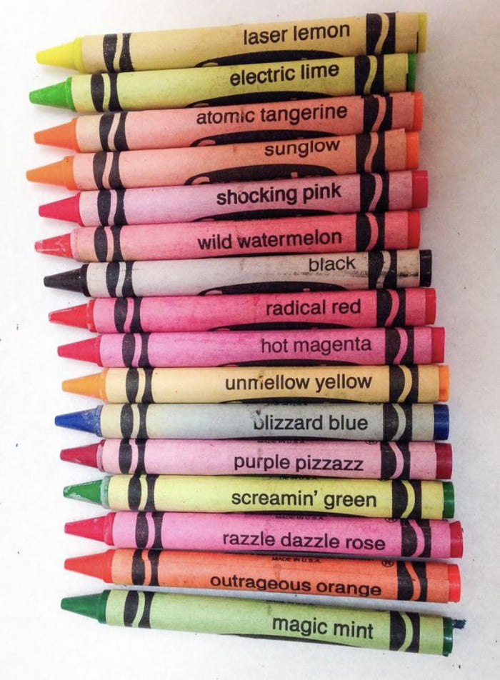 Fluorescent Crayola crayons of the 90s - 9GAG