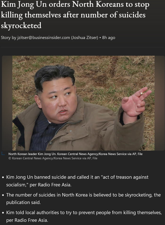 Kim Jong Un bans suicide - 9GAG