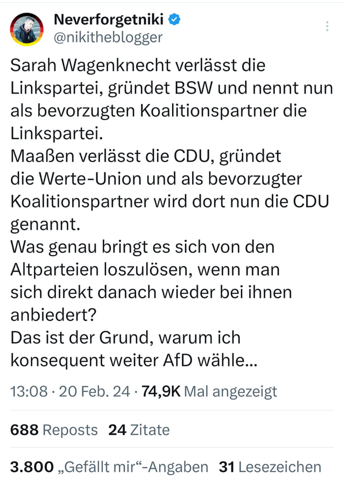 Hauptfunktion von WU und BSW besteht darin über Koalitionen