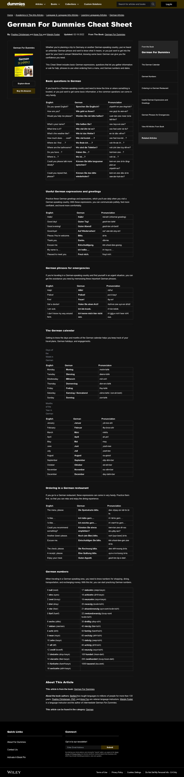 German For Dummies Cheat Sheet und keine Kartoffel 9GAG