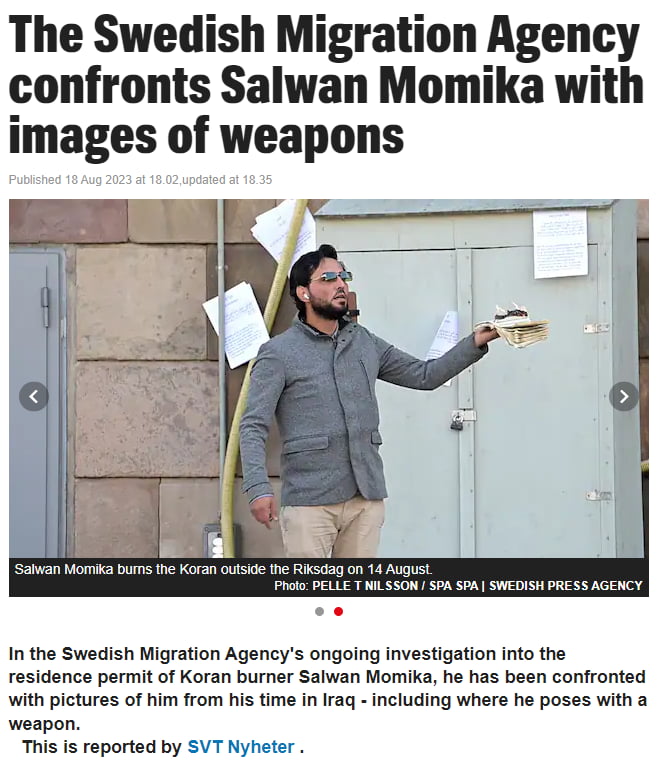 Swedish Migration Agency Finds Photos Of Koran Burner Immigrant Salwan Momika With Weapons