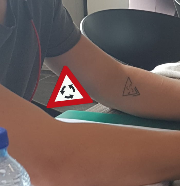 So My Friend Got A Tattoo That Looks Like A Traffic Sign Please Tell Me I M Not The Only One That Sees It 9gag