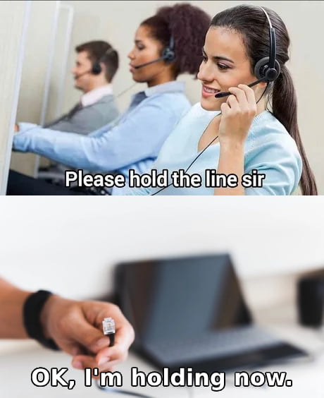 call center hold meme