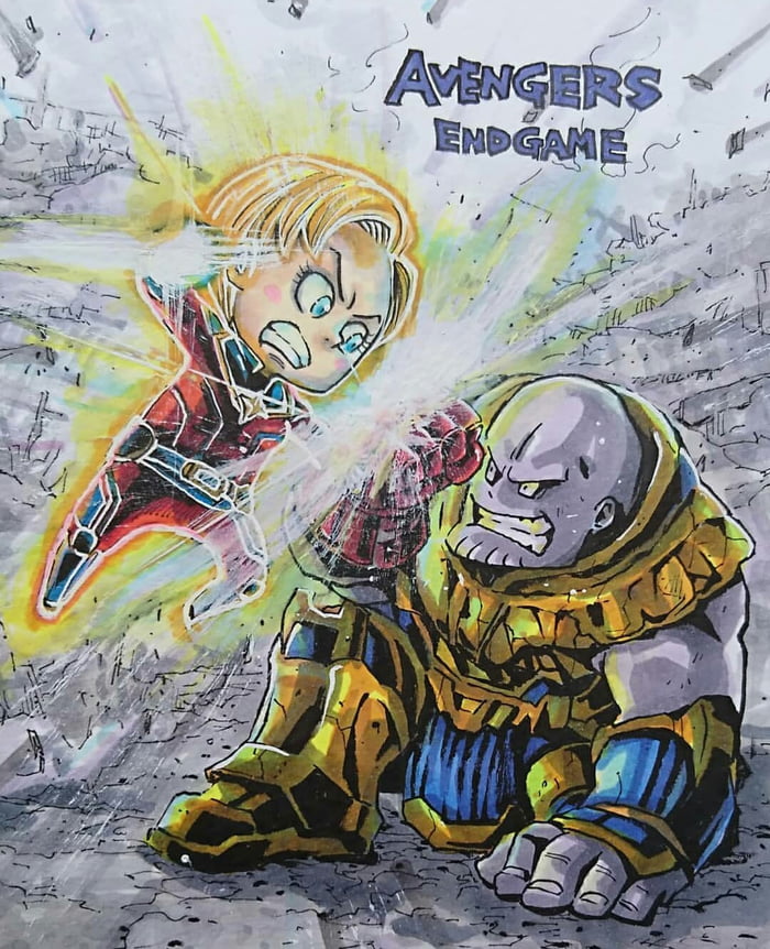 Carol vs Thanos. Art by miz_no_8ight 9GAG