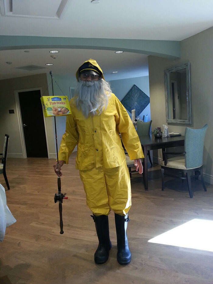 My dad dressed up as the Gorton Fisherman - 9GAG