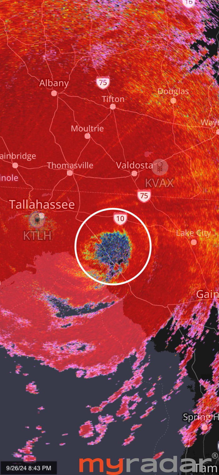 Weather radar showed a strange blue mass in the eye of Hurricane Helene