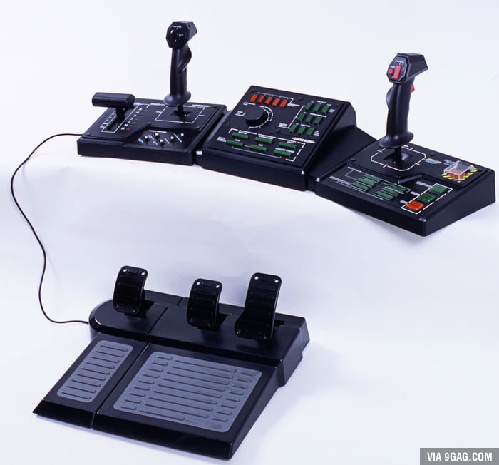 40 buttons, 3 pedals, and dual joysticks with triggers. Behold, the