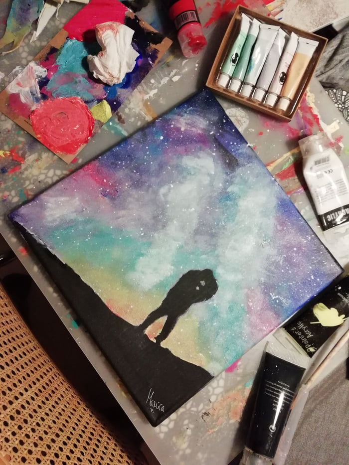 My BF asked for a painting of a sky full of stars. What do you