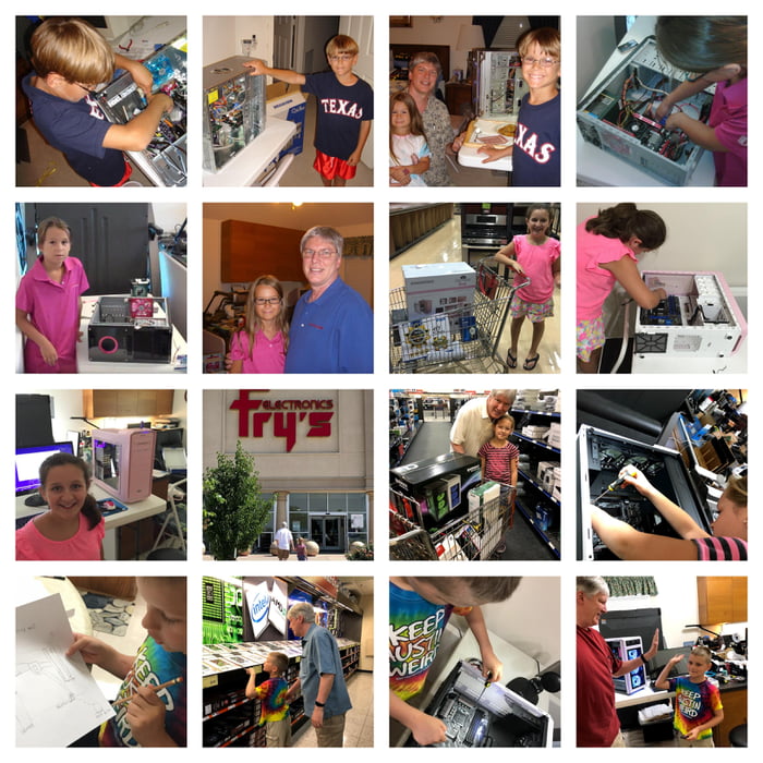 Grandpa spends time with each grand kid to teach them how to build a pc